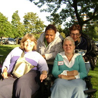 Four ladies outside in park