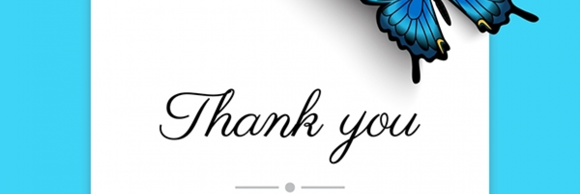 Thank you with picture of a butterfly