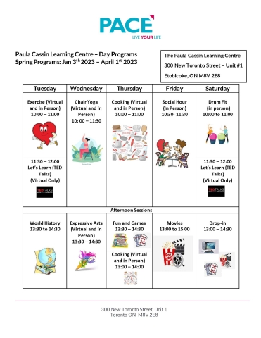 calendar of events for PCLC