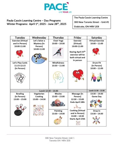 PCLC Spring Calendar