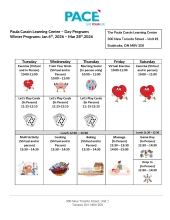 PCLC Winter 2026 calendar